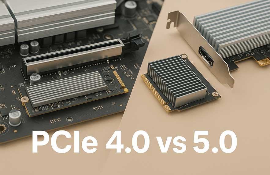 PCIe 4.0 vs 5.0 comparison with motherboard and GPU slots