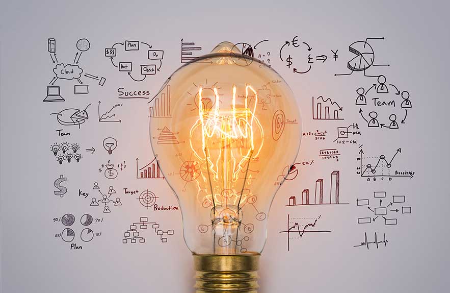 Illustration of a glowing lightbulb surrounded by workflow diagrams and planning icons — symbolizing productivity software for Windows 2025
