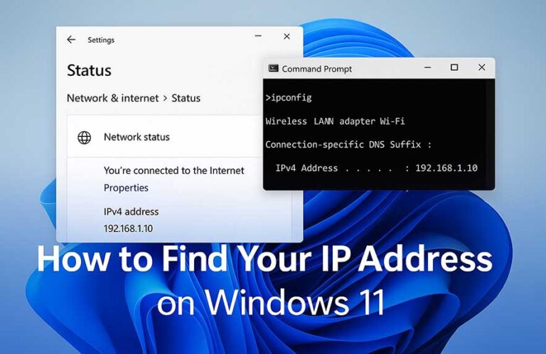 How to find IP address on Windows using network settings and command line